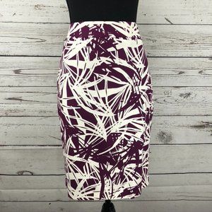 Ann Taylor Loft Purple Abstract Print Pencil Skirt